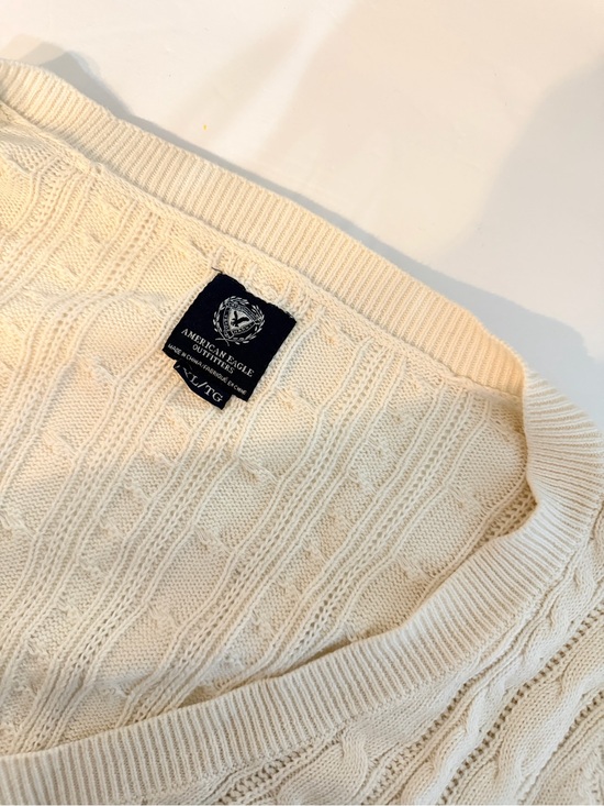 American Eagle Outfitters Sweaters - American Eagle Cable Knit Tunic Sweater Size XL Cream V-Neck Bella Swan Y2K